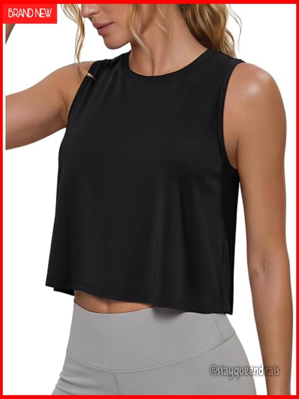 Cropped Tank Top Quick Dry Loose Fit Workout Yoga Gym Athletic